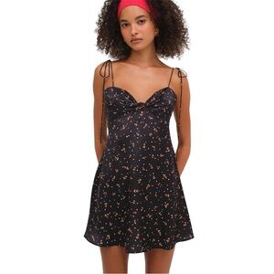 FOR LOVE & LEMONS Adira Mini Dress - Black Floral - Size Medium - NWT
